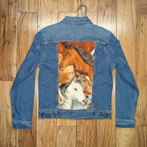 Upcycled Denim Horses Jacket (S)